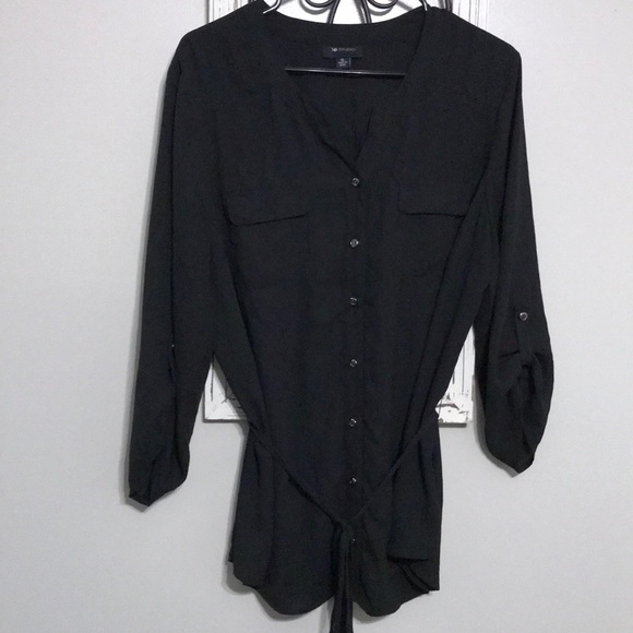 AB Studio Tops - AB Studio Button Down Blouse with Removable Tie